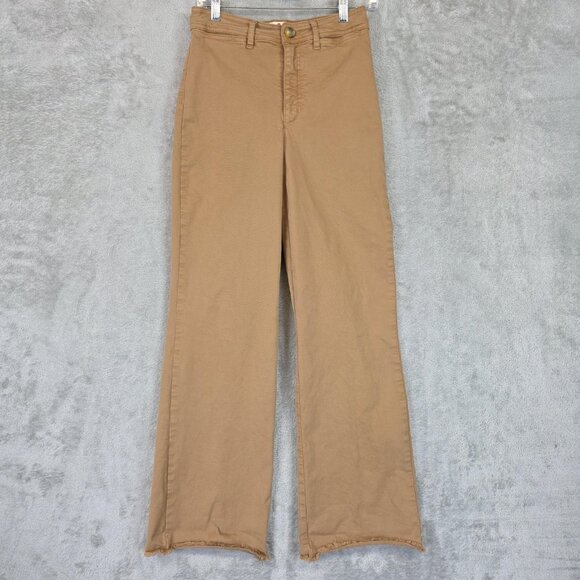 Marine Layer Pants - Marine Layer Pants Womens 6 Beige High Rise Straight Leg Chino Raw Hem Casual